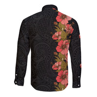 Hawaii Tropical Flowers Tribal Pattern Long Sleeve Button Shirt No4 LT9 - Polynesian Pride