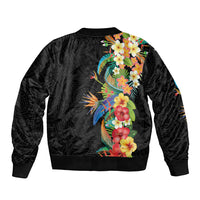Hawaii Tropical Flowers Tribal Pattern Bomber Jacket No5 LT9 - Polynesian Pride