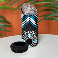 Personalised Aotearoa Niho Taniwha Motif 4 in 1 Can Cooler Tumbler Blue Style LT9 - Polynesian Pride