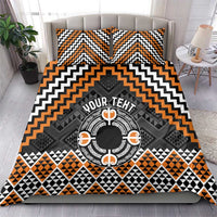 Personalised Aotearoa Niho Taniwha Motif Bedding Set Gold Style