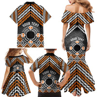 Personalised Aotearoa Niho Taniwha Motif Family Matching Mermaid Dress and Hawaiian Shirt Gold Style LT9 - Polynesian Pride
