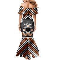 Personalised Aotearoa Niho Taniwha Motif Family Matching Mermaid Dress and Hawaiian Shirt Gold Style LT9 - Polynesian Pride