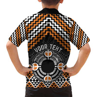 Personalised Aotearoa Niho Taniwha Motif Family Matching Puletasi and Hawaiian Shirt Gold Style LT9 - Polynesian Pride