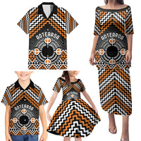 Personalised Aotearoa Niho Taniwha Motif Family Matching Puletasi and Hawaiian Shirt Gold Style LT9 - Polynesian Pride