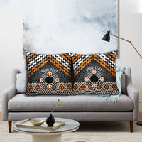 Personalised Aotearoa Niho Taniwha Motif Pillow Cover Gold Style - Polynesian Pride