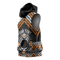 Personalised Aotearoa Niho Taniwha Motif Sleeveless Hoodie Gold Style LT9 - Polynesian Pride
