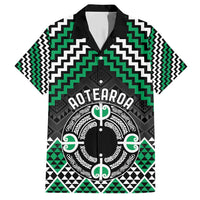 Personalised Aotearoa Niho Taniwha Motif Family Matching Short Sleeve Bodycon Dress and Hawaiian Shirt Green Style LT9 Dad's Shirt - Short Sleeve Green - Polynesian Pride