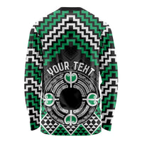 Personalised Aotearoa Niho Taniwha Motif Long Sleeve Shirt Green Style