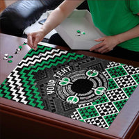 Personalised Aotearoa Niho Taniwha Motif Puzzle Green Style - Polynesian Pride