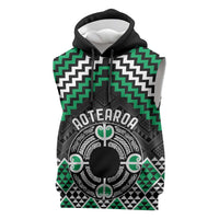 Personalised Aotearoa Niho Taniwha Motif Sleeveless Hoodie Green Style - Polynesian Pride