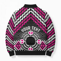 Personalised Aotearoa Niho Taniwha Motif Bomber Puffer Jacket Pink Style - Polynesian Pride