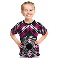 Personalised Aotearoa Niho Taniwha Motif Kid T Shirt Pink Style