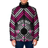 Personalised Aotearoa Niho Taniwha Motif Padded Jacket Pink Style - Polynesian Pride