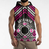 Personalised Aotearoa Niho Taniwha Motif Sleeveless Hoodie Pink Style - Polynesian Pride