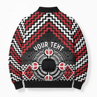 Personalised Aotearoa Niho Taniwha Motif Bomber Puffer Jacket Red Style - Polynesian Pride