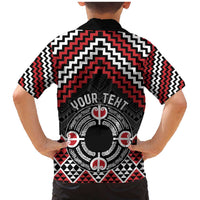 Personalised Aotearoa Niho Taniwha Motif Family Matching Mermaid Dress and Hawaiian Shirt Red Style LT9 - Polynesian Pride