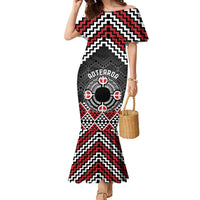 Personalised Aotearoa Niho Taniwha Motif Family Matching Mermaid Dress and Hawaiian Shirt Red Style LT9 Mom's Dress Red - Polynesian Pride