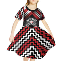 Personalised Aotearoa Niho Taniwha Motif Kid Short Sleeve Dress Red Style