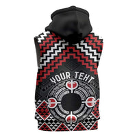 Personalised Aotearoa Niho Taniwha Motif Sleeveless Hoodie Red Style - Polynesian Pride