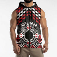 Personalised Aotearoa Niho Taniwha Motif Sleeveless Zip Hoodie Red Style LT9 - Polynesian Pride