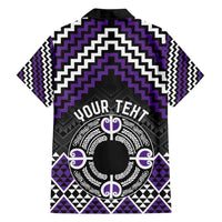 Personalised Aotearoa Niho Taniwha Motif Family Matching Long Sleeve Bodycon Dress and Hawaiian Shirt Violet Style LT9 - Polynesian Pride