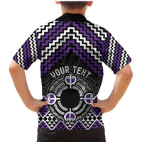Personalised Aotearoa Niho Taniwha Motif Family Matching Mermaid Dress and Hawaiian Shirt Violet Style LT9 - Polynesian Pride