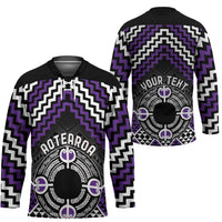 Personalised Aotearoa Niho Taniwha Motif Hockey Jersey Violet Style - Polynesian Pride