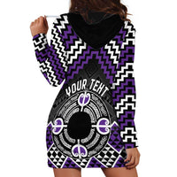 Personalised Aotearoa Niho Taniwha Motif Hoodie Dress Violet Style