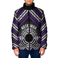 Personalised Aotearoa Niho Taniwha Motif Padded Jacket Violet Style - Polynesian Pride