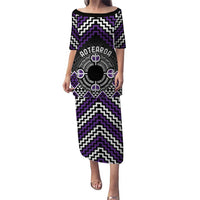 Personalised Aotearoa Niho Taniwha Motif Puletasi Violet Style