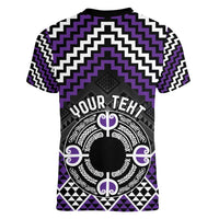 Personalised Aotearoa Niho Taniwha Motif Women V-Neck T-Shirt Violet Style