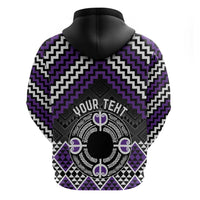 Personalised Aotearoa Niho Taniwha Motif Zip Hoodie Violet Style