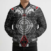 Black Aotearoa Taniko Motif Bomber Puffer Jacket Vintage Maori New Zealand Tribal Art Pattern - Polynesian Pride