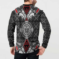 Black Aotearoa Tanilo Motif Button Sweatshirt Vintage Maori New Zealand Tribal Art Pattern