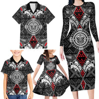 Black Aotearoa Tanilo Motif Family Matching Long Sleeve Bodycon Dress and Hawaiian Shirt Vintage Maori New Zealand Tribal Art Pattern LT9 - Polynesian Pride