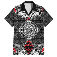 Black Aotearoa Tanilo Motif Family Matching Long Sleeve Bodycon Dress and Hawaiian Shirt Vintage Maori New Zealand Tribal Art Pattern LT9 Dad's Shirt - Short Sleeve Black - Polynesian Pride