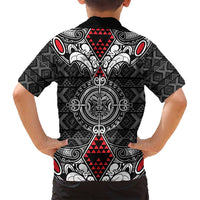 Black Aotearoa Tanilo Motif Family Matching Off Shoulder Maxi Dress and Hawaiian Shirt Vintage Maori New Zealand Tribal Art Pattern LT9 - Polynesian Pride