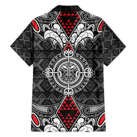 Black Aotearoa Tanilo Motif Family Matching Off Shoulder Short Dress and Hawaiian Shirt Vintage Maori New Zealand Tribal Art Pattern LT9 - Polynesian Pride