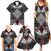 Black Aotearoa Tanilo Motif Family Matching Summer Maxi Dress and Hawaiian Shirt Vintage Maori New Zealand Tribal Art Pattern LT9 - Polynesian Pride