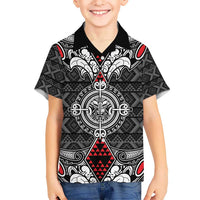 Black Aotearoa Tanilo Motif Hawaiian Shirt Vintage Maori New Zealand Tribal Art Pattern
