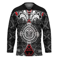 Black Aotearoa Taniko Motif Hockey Jersey Vintage Maori New Zealand Tribal Art Pattern - Polynesian Pride