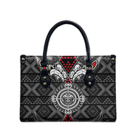 Black Aotearoa Taniko Motif Leather Bag Vintage Maori New Zealand Tribal Art Pattern - Polynesian Pride