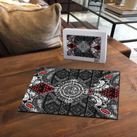 Black Aotearoa Taniko Motif Puzzle Vintage Maori New Zealand Tribal Art Pattern - Polynesian Pride
