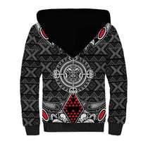 Black Aotearoa Tanilo Motif Sherpa Hoodie Vintage Maori New Zealand Tribal Art Pattern LT9 - Polynesian Pride