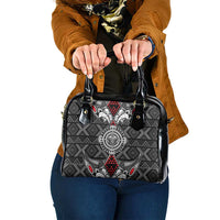 Black Aotearoa Taniko Motif Shoulder Handbag Vintage Maori New Zealand Tribal Art Pattern
