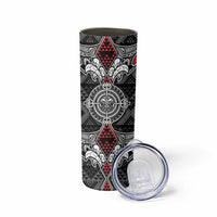Black Aotearoa Taniko Motif Skinny Tumbler Vintage Maori New Zealand Tribal Art Pattern LT9 - Polynesian Pride