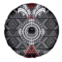Black Aotearoa Taniko Motif Spare Tire Cover Vintage Maori New Zealand Tribal Art Pattern LT9 - Polynesian Pride