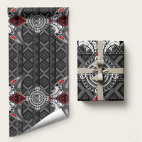 Black Aotearoa Taniko Motif Wrapping Paper Vintage Maori New Zealand Tribal Art Pattern - Polynesian Pride