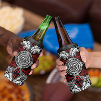 Red Aotearoa Taniko Motif 4 in 1 Can Cooler Tumbler Vintage Maori New Zealand Tribal Art Pattern LT9 - Polynesian Pride