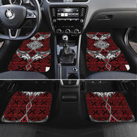 Red Aotearoa Taniko Motif Car Mats Vintage Maori New Zealand Tribal Art Pattern